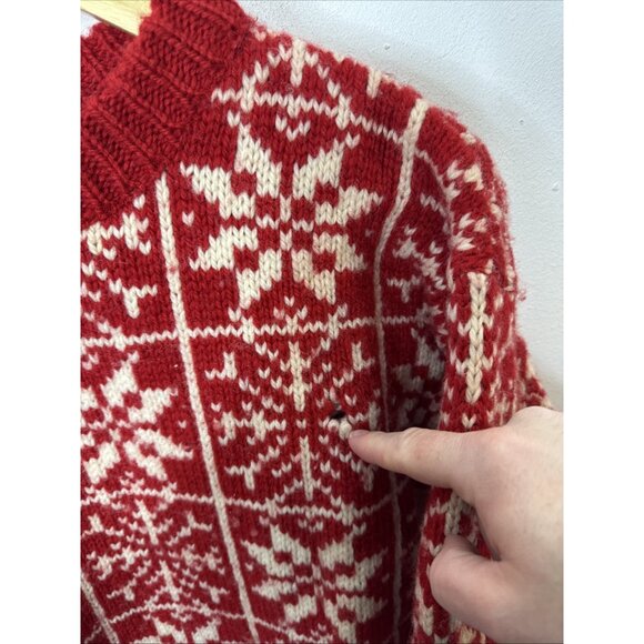 Vintage Devold Norway Men S Wool Knit Sweater Fair Isle Red Ski - Picture 2 of 5